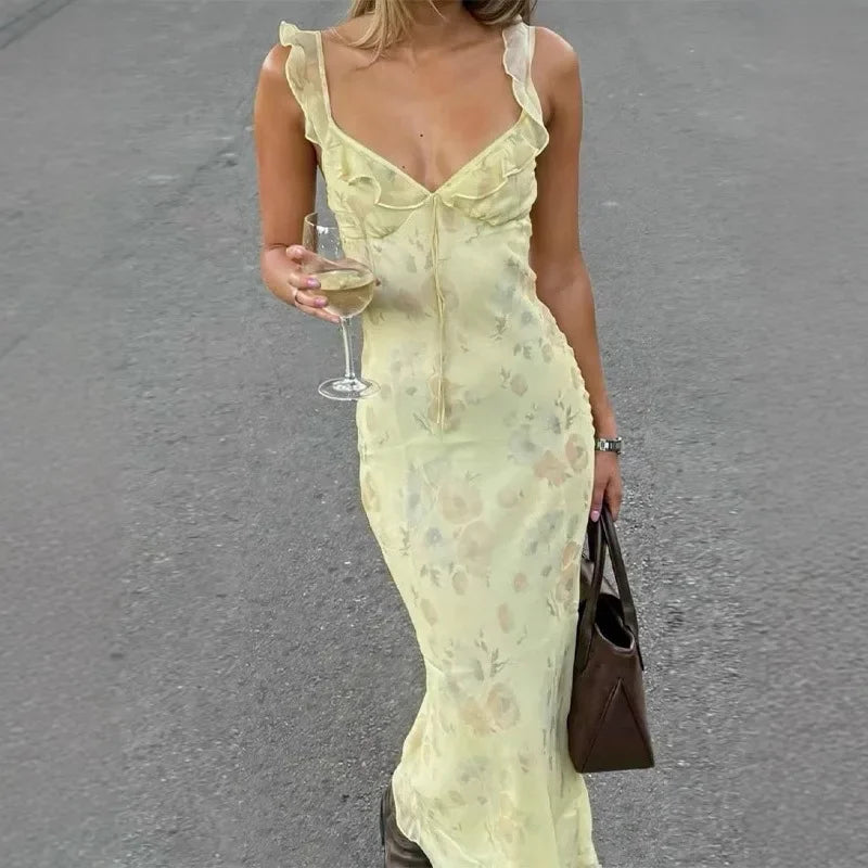 Floral Backless Sling Dress